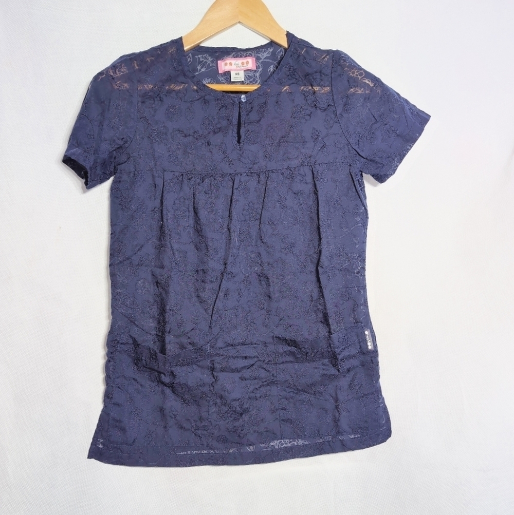 Elegant Koi By Kathy Peterson Navy Lace Top